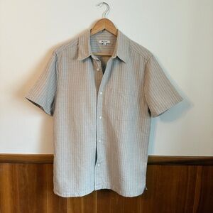 -SOLD- Madewell Men’s Short Sleeve Button-Up Shirt in Beige Cream Stripe
